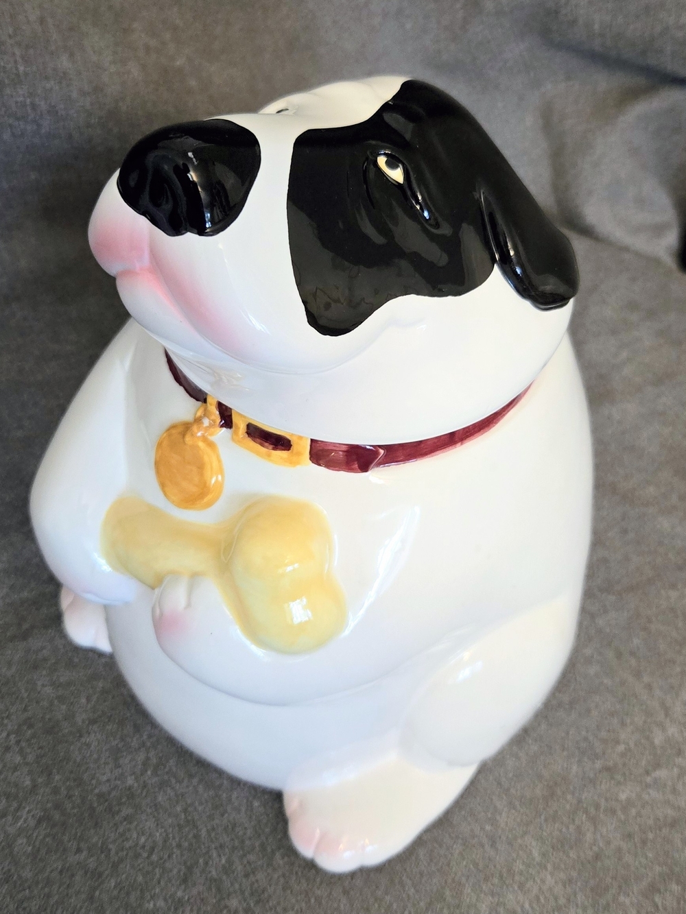 Clay Art Pudgy Dog Cookie Treat Jar Collar Hound Dog Bone Series Kitchen 1991